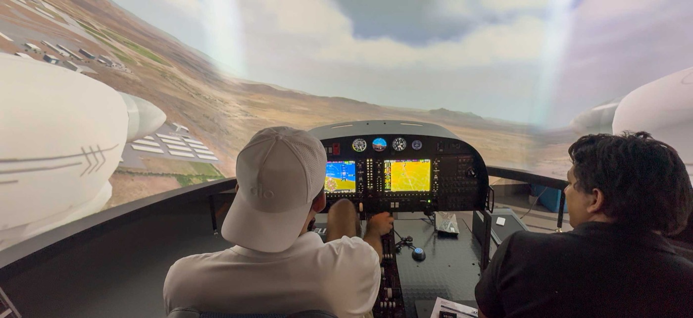 Cockpit with curved projection screen