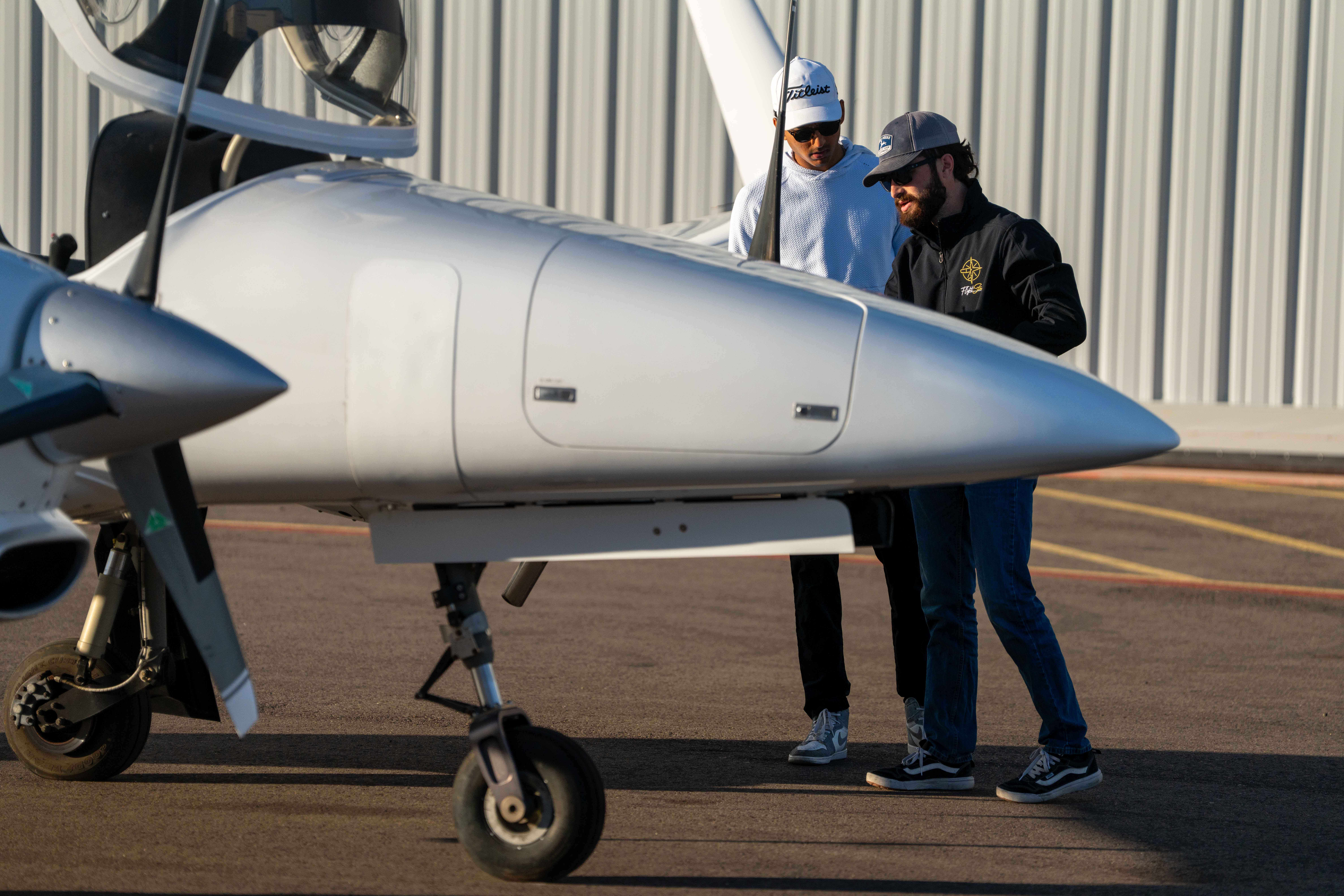 Buddy King and a student during multi-engine training