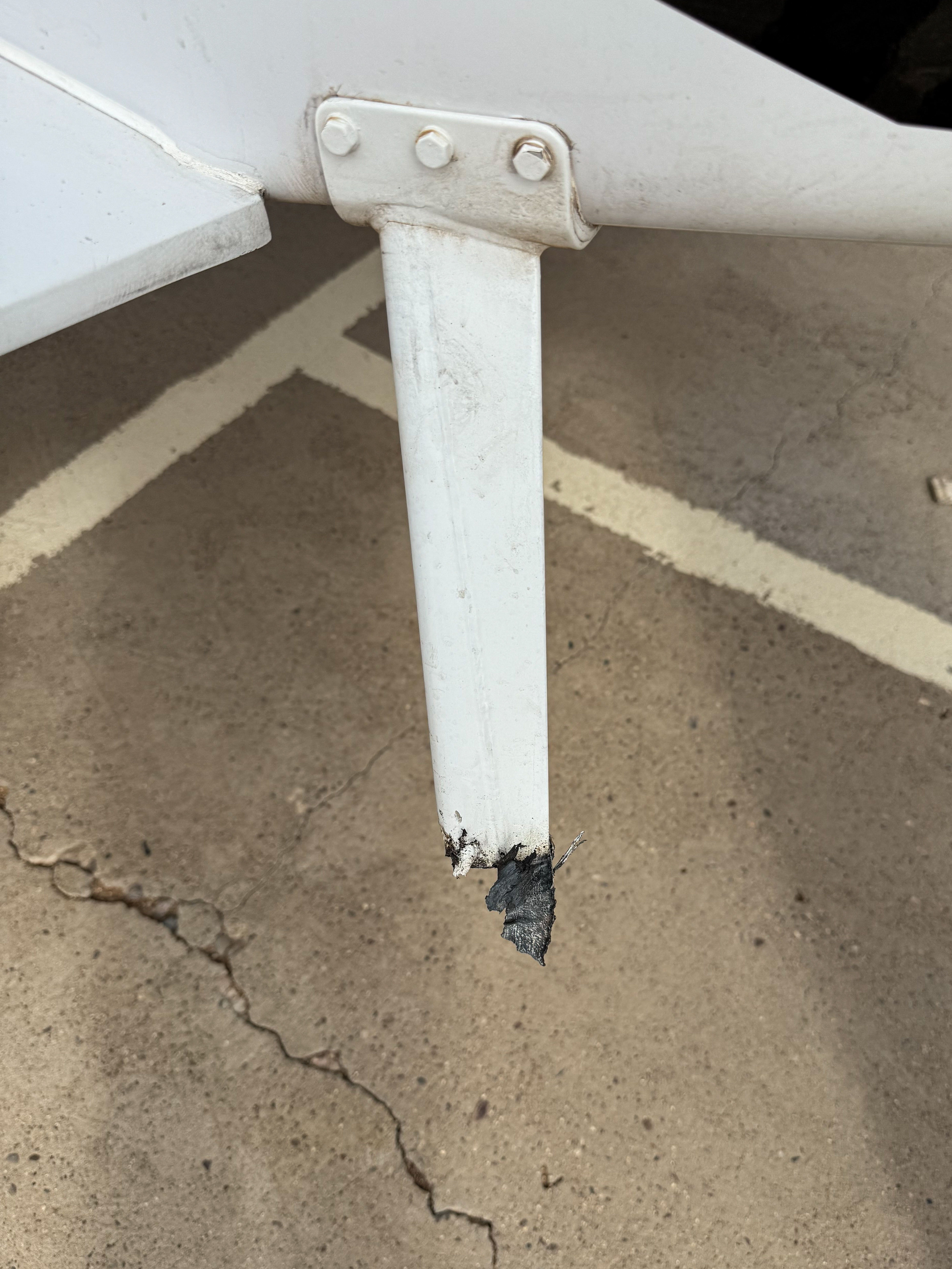 Damaged landing gear strut — the cost of one skipped checklist