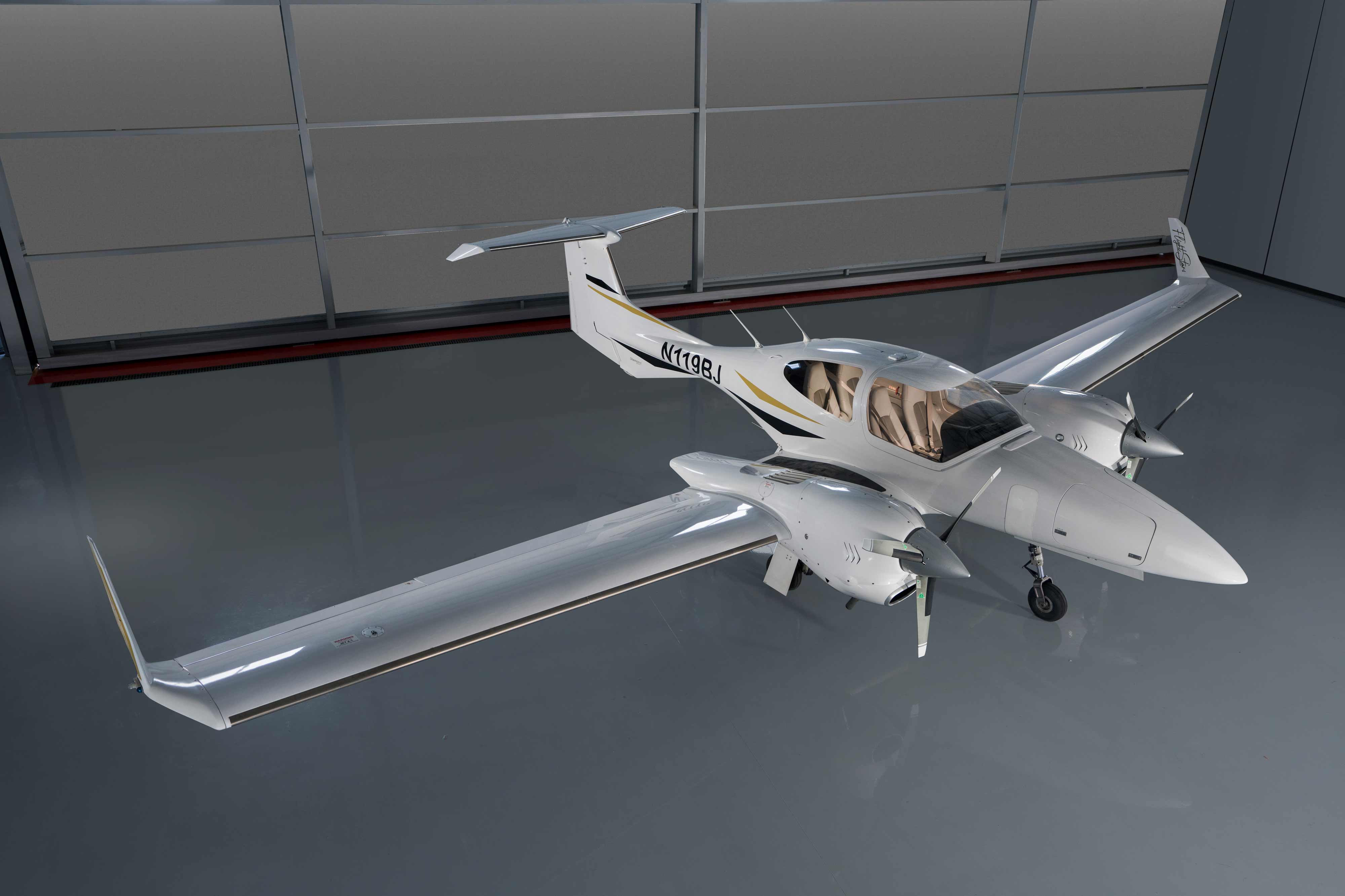 Diamond DA42 in hangar